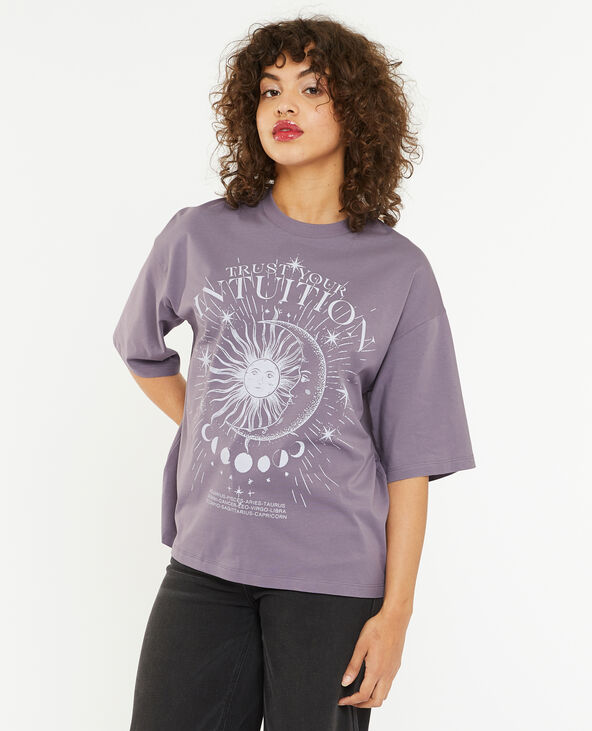 T-shirt oversize avec grand print devant lilas - Pimkie