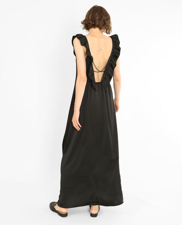 Robe longue satinée noir - Pimkie