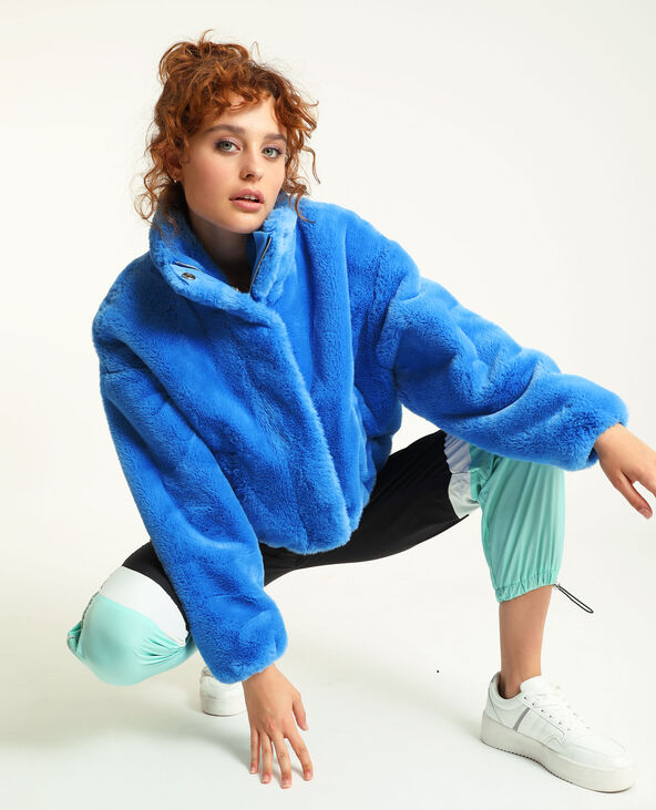 Blouson en fausse fourrure bleu - Pimkie