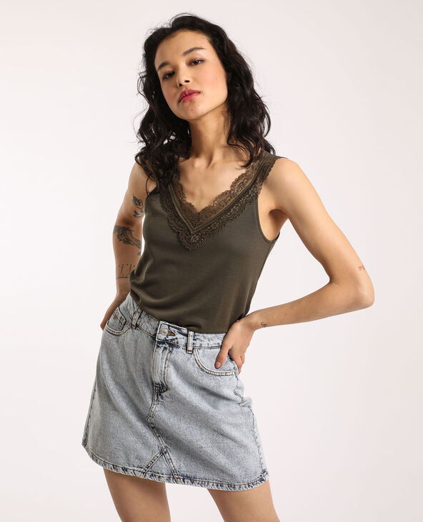 Top dentelle taupe - Pimkie