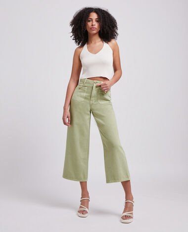 Jean wide taille haute vert de gris - Pimkie