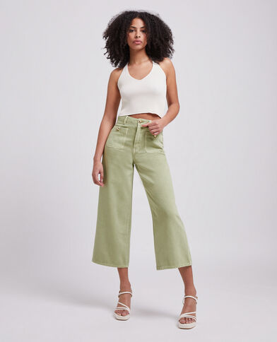 Jean wide taille haute vert de gris - Pimkie