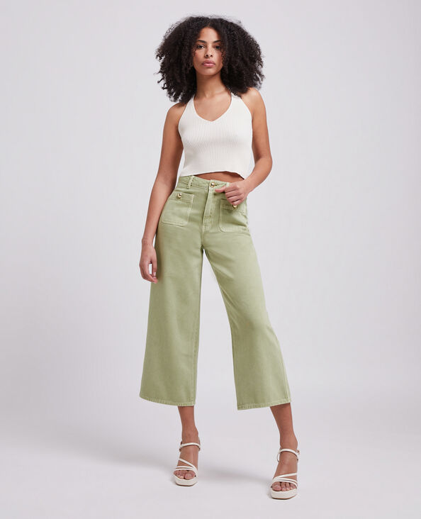 Jean wide taille haute vert de gris - Pimkie