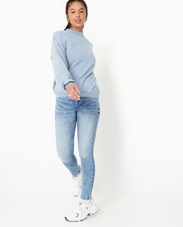 Sweat col rond avec effet délavé bleu - Pimkie