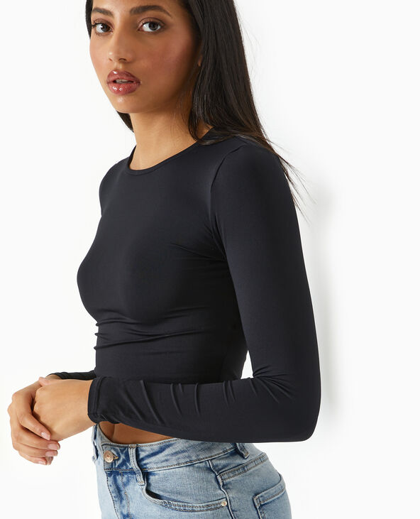 Top manches longues avec dos ouvert noir - Pimkie