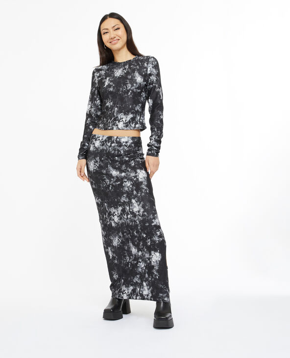 Top manches longues motif marbre noir - Pimkie