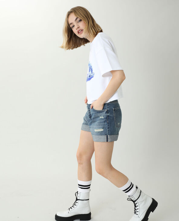 Sweat manches courtes blanc - Pimkie