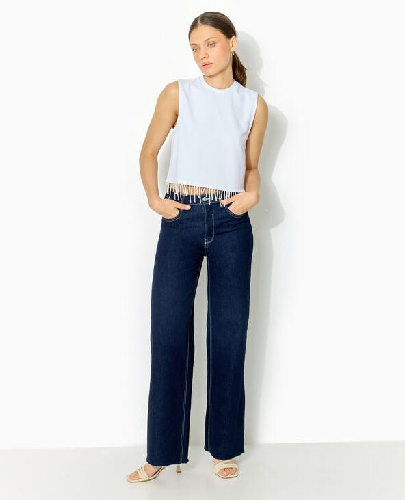 Top sans manches avec franges de perles blanc - Pimkie