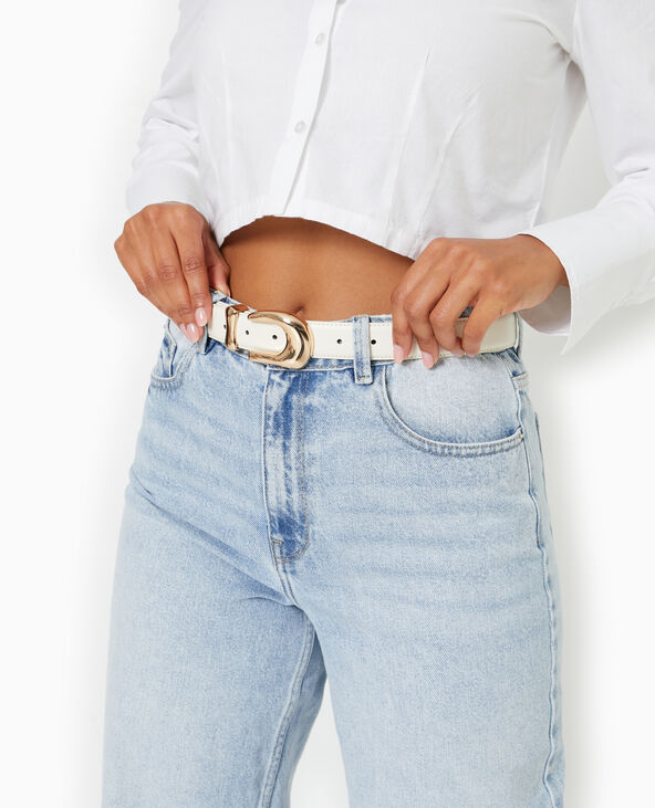 Ceinture avec boucle dorée blanc - Pimkie
