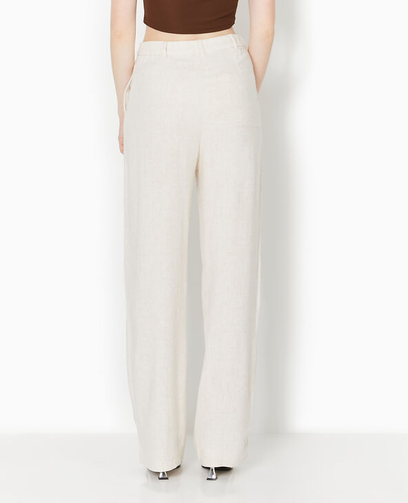 Pantalon droit avec lin blanc - Pimkie