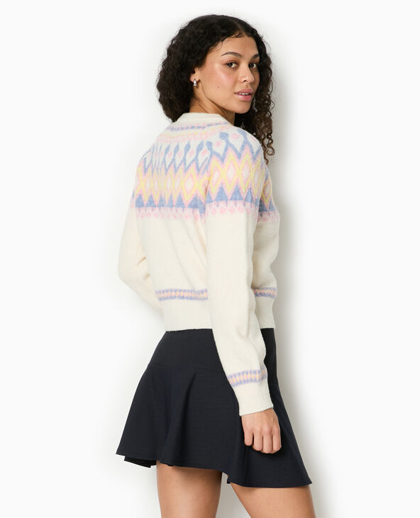 Pull col rond motif jacquard blanc - Pimkie