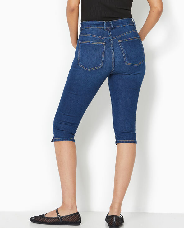Corsaire skinny en jean stretch taille haute bleu - Pimkie