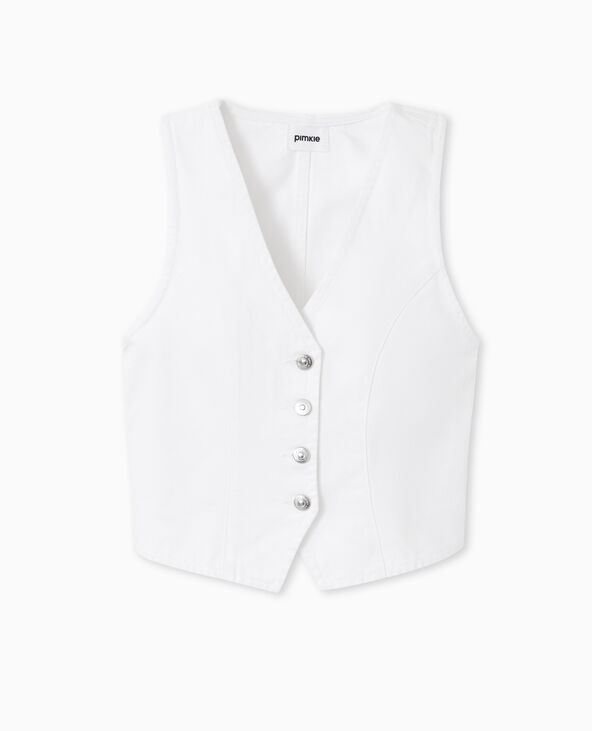 Gilet barman en jean avec boutons métalliques blanc - Pimkie