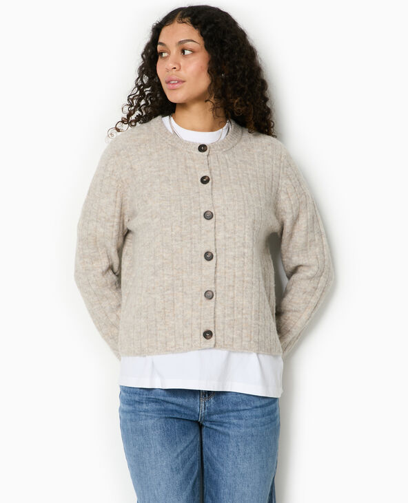 Gilet en maille côtes plates beige - Pimkie