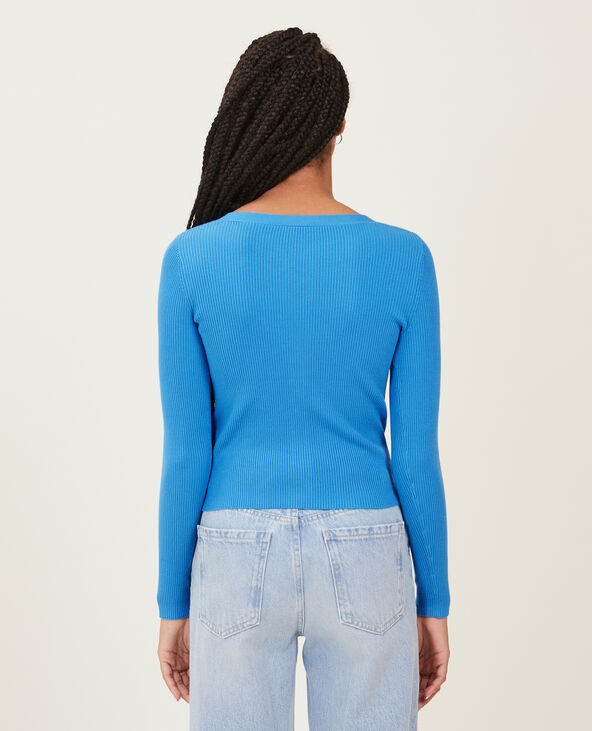 Gilet en maille côtelée bleu - Pimkie