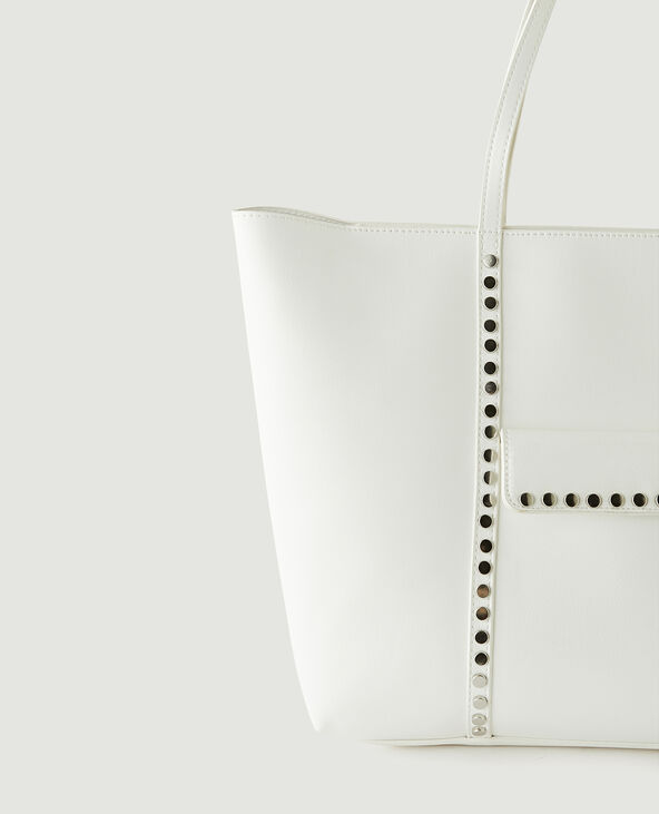Sac cabas en simili cuir à clous blanc - Pimkie