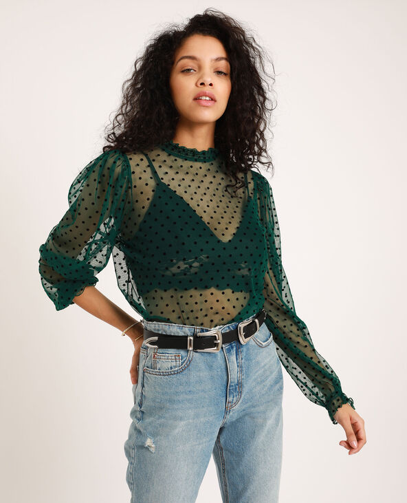 T-shirt transparent vert foncé - Pimkie