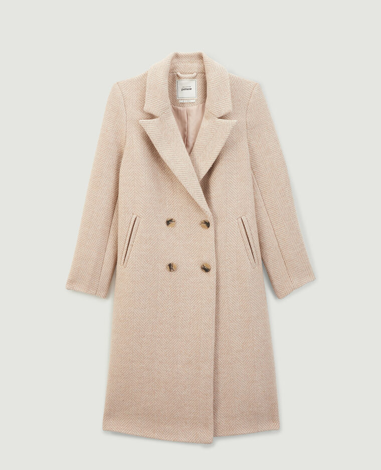 Manteau long motif chevron beige - Pimkie