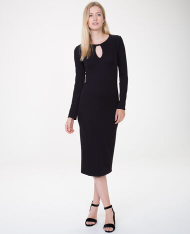 Robe longue côtelée noir - Pimkie