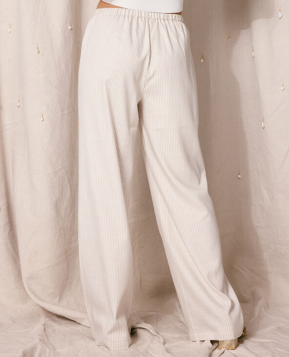 Pantalon large et droit motif rayures blanc - Pimkie