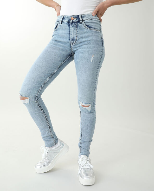 Jeans skinny trashé bleu clair - Pimkie