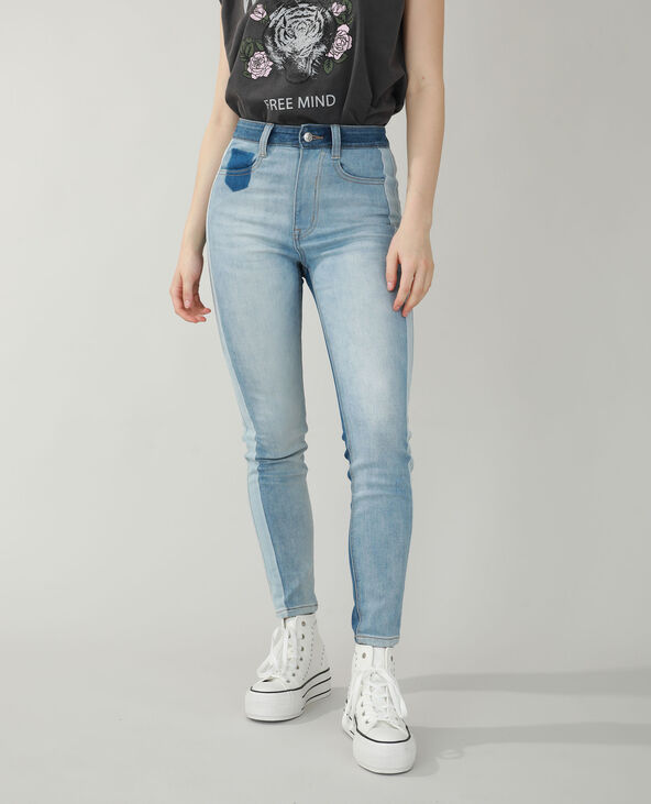 Jean skinny high waist bicolore bleu - Pimkie