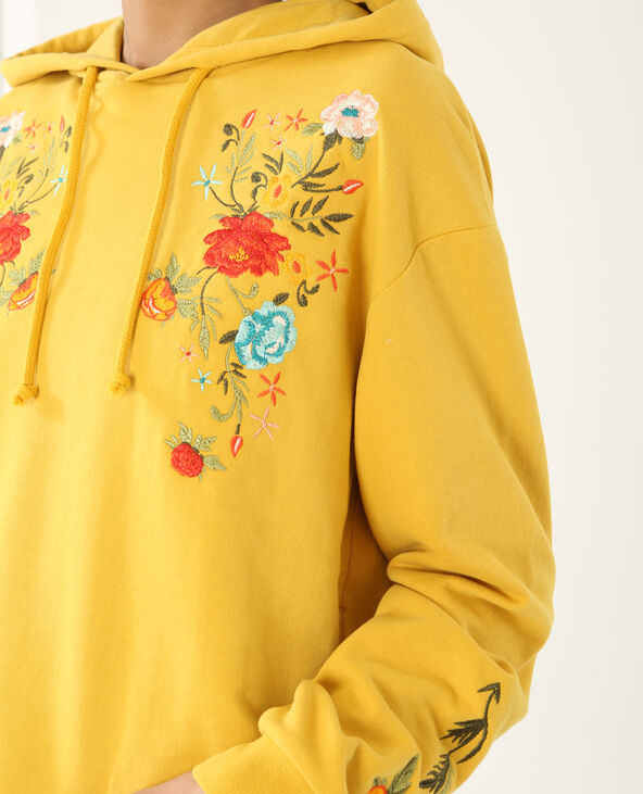 Sweat à capuche brodé jaune ocre - Pimkie