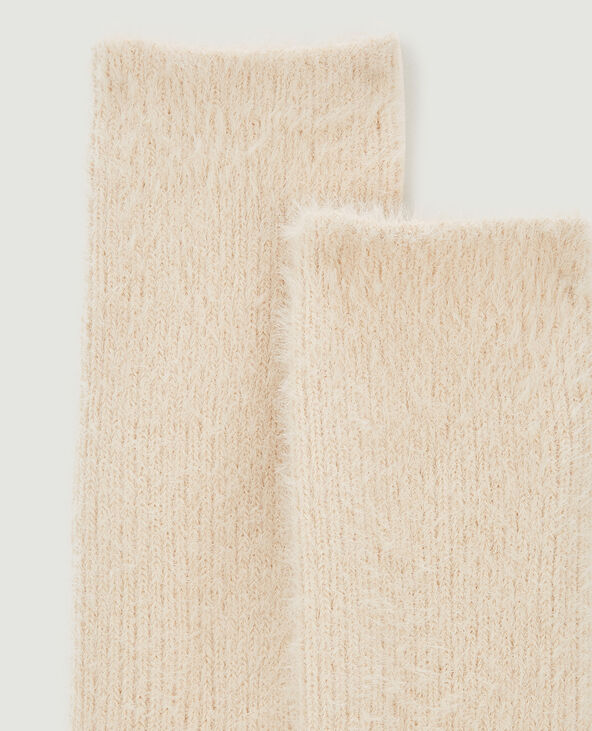 Paire de chaussettes en maille poilue et douce beige - Pimkie