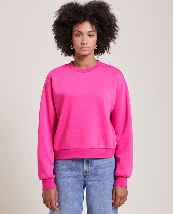 Sweat court col rond rose fuchsia - Pimkie