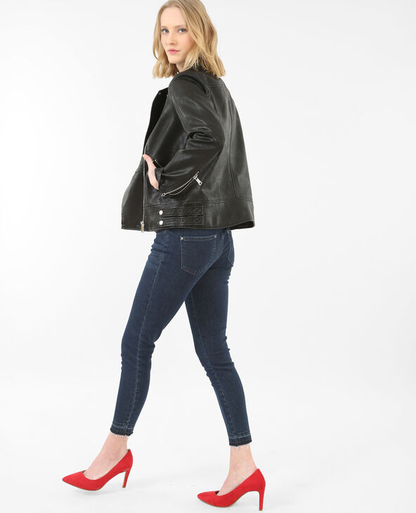 Jean skinny 7/8 taille haute bas décousus bleu marine - Pimkie