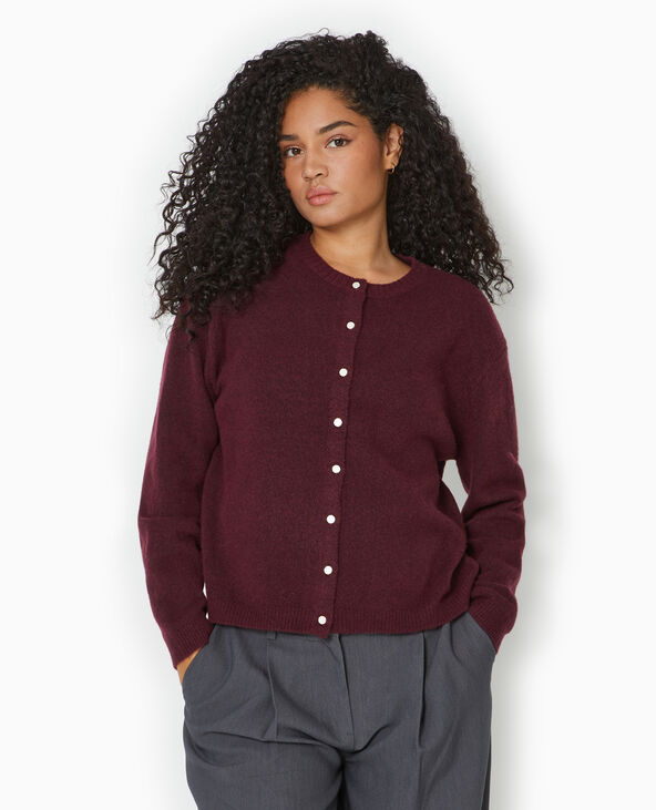 Gilet col rond avec boutons effet nacre violet - Pimkie