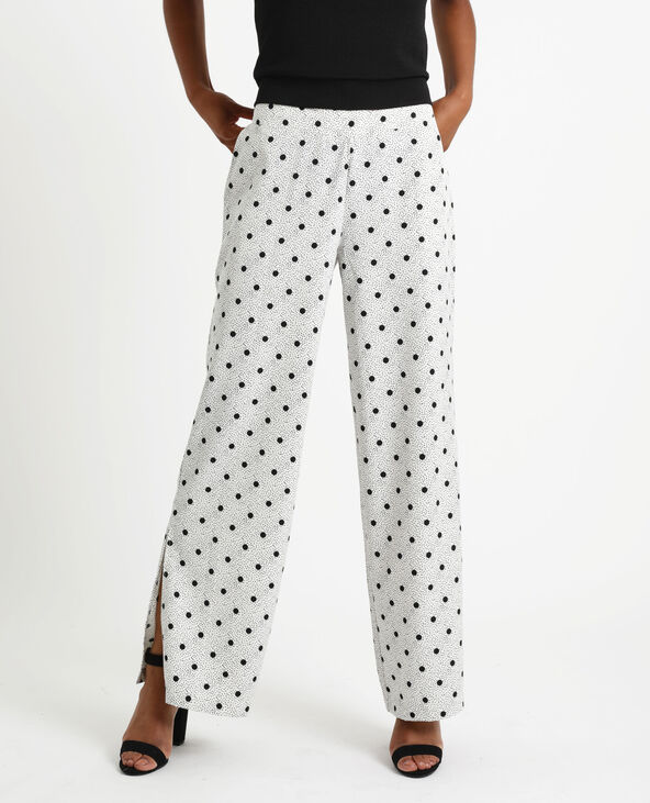 Pantalon fluide à pois blanc - Pimkie