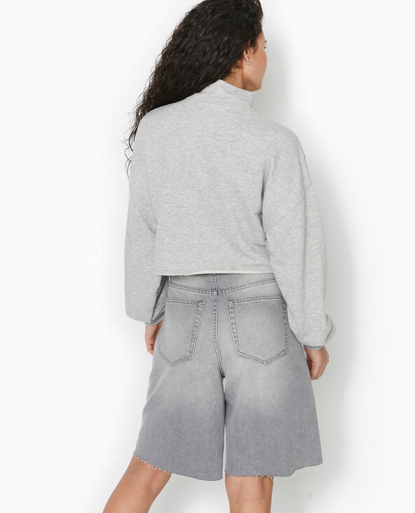 Sweat zippé cropped gris chiné - Pimkie