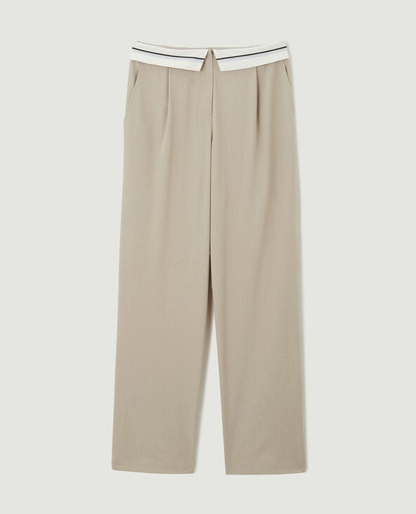 Pantalon droit avec ceinture fantaisie gris clair - Pimkie
