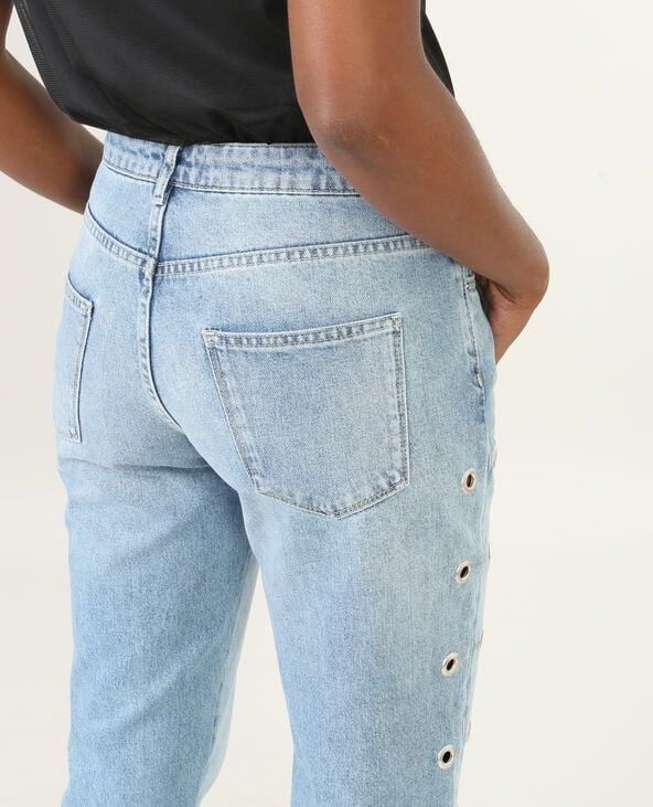 Jean girlfriend à œillets bleu - Pimkie