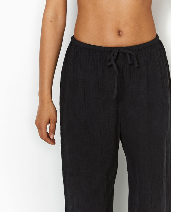 Pantalon large en gaze de coton noir - Pimkie