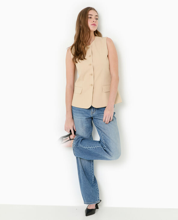Veste blazer sans manches esprit gilet de barman beige - Pimkie