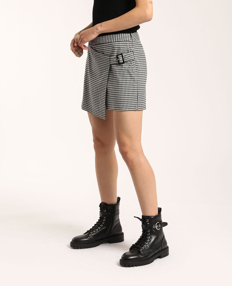 Jupe short à carreaux noir - Pimkie