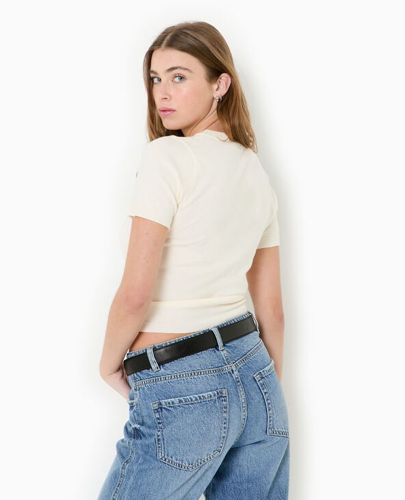 Pull manches courtes en maille fine blanc - Pimkie