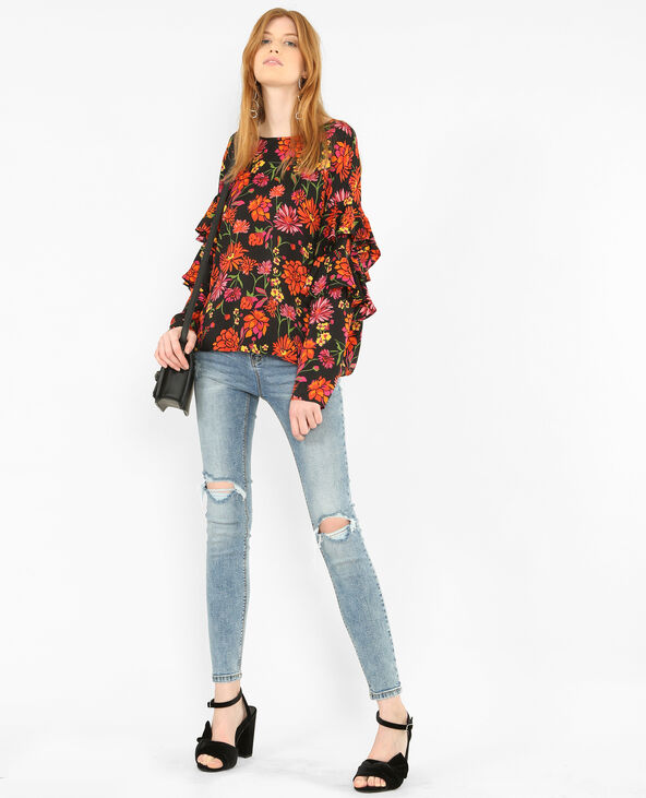 Blouse fluide imprimé fleuri noir - Pimkie