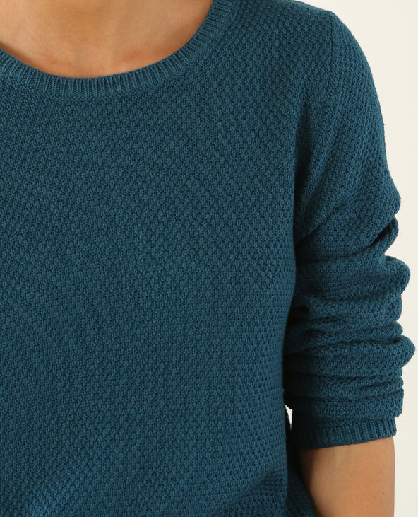 Pull maille fantaisie bleu foncé - Pimkie