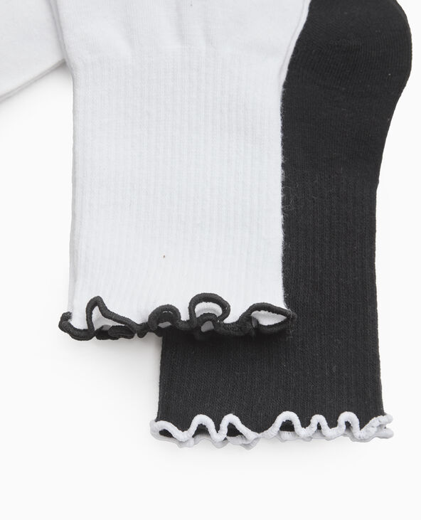 Lot de 2 paires de chaussettes avec bords contrastés blanc - Pimkie