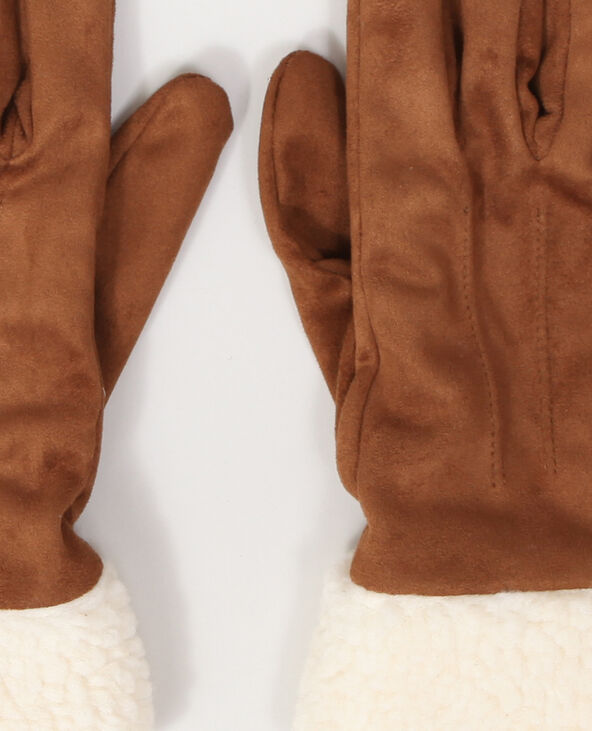 Gants avec fausse fourrure beige - Pimkie