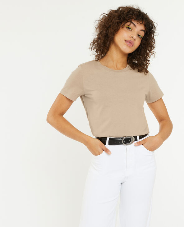 T-shirt basique col rond beige - Pimkie