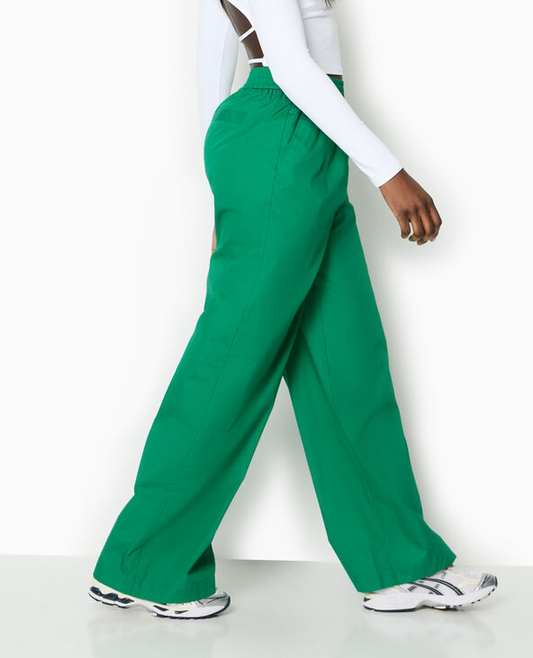 Pantalon large en popeline taille élastiquée vert - Pimkie