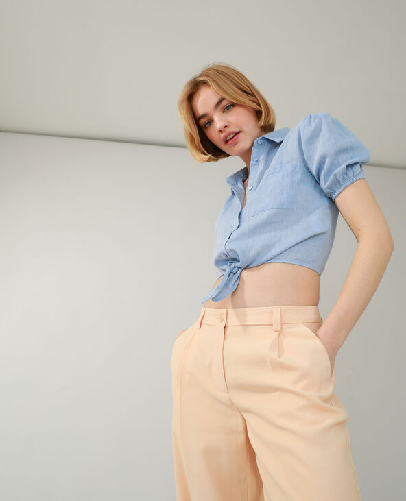 Chemisier à nouer bleu clair - Pimkie