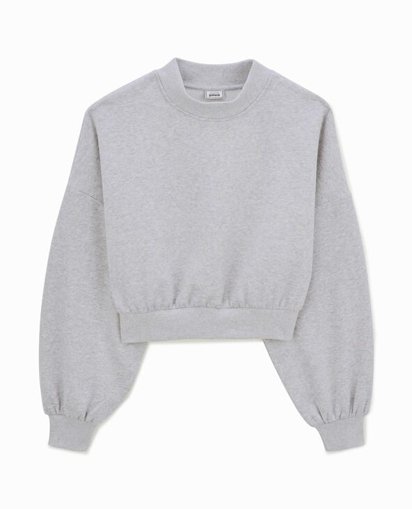 Sweat court avec col montant gris chiné - Pimkie