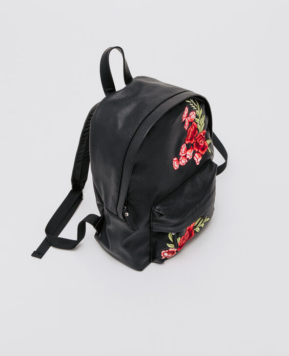 Sac à dos simili cuir brodé noir - Pimkie