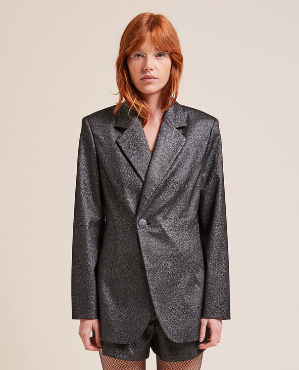 Veste blazer avec fils lurex noir - Pimkie