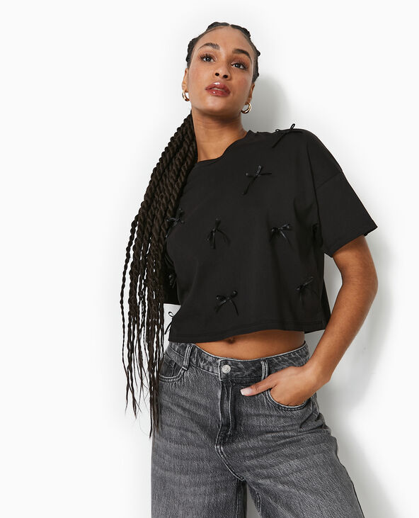 Tee shirt noir court best sale